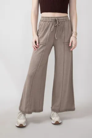 Wide Leg Soft Lounge Pants for Women in Mocha | FP3291-MOCHA