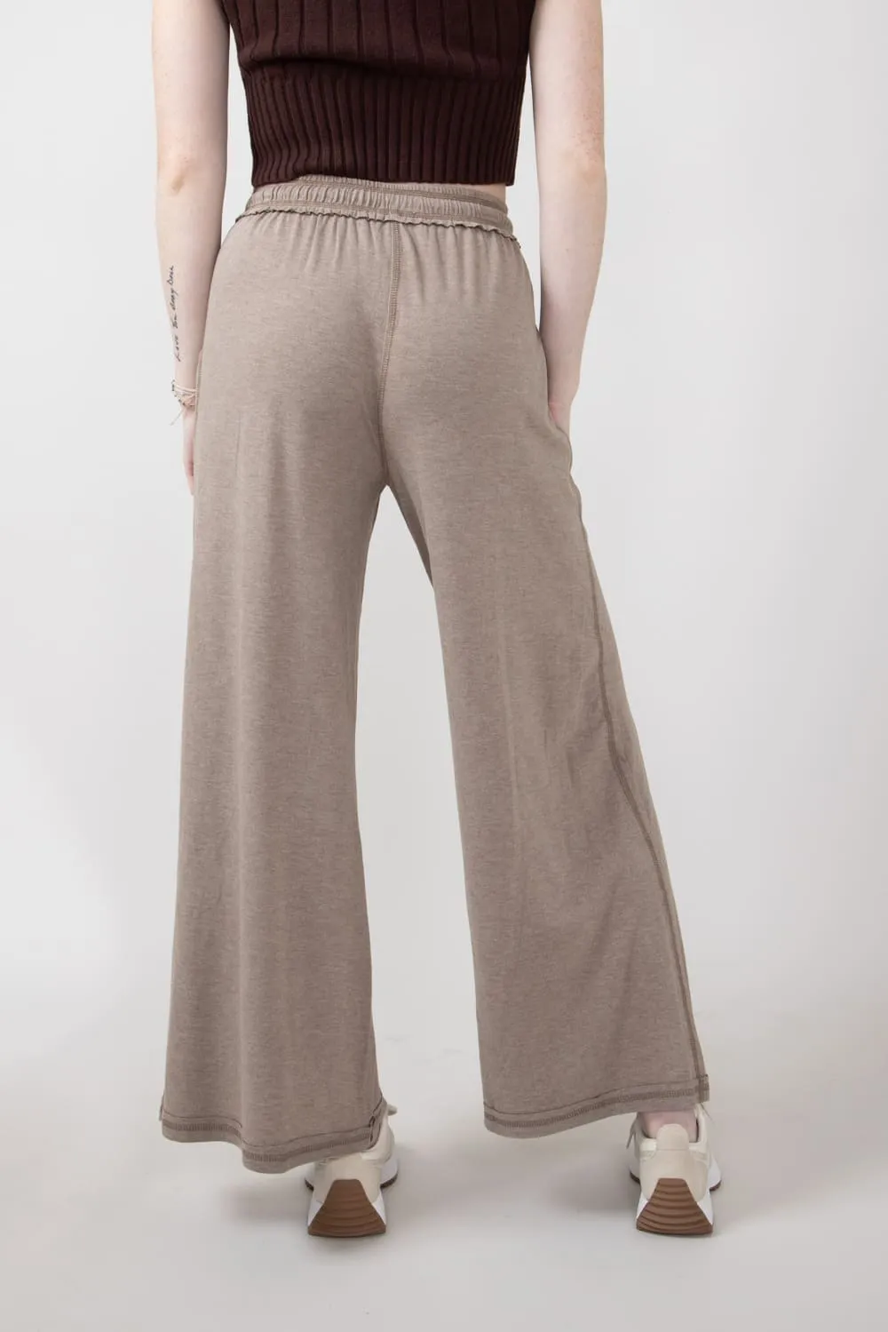 Wide Leg Soft Lounge Pants for Women in Mocha | FP3291-MOCHA