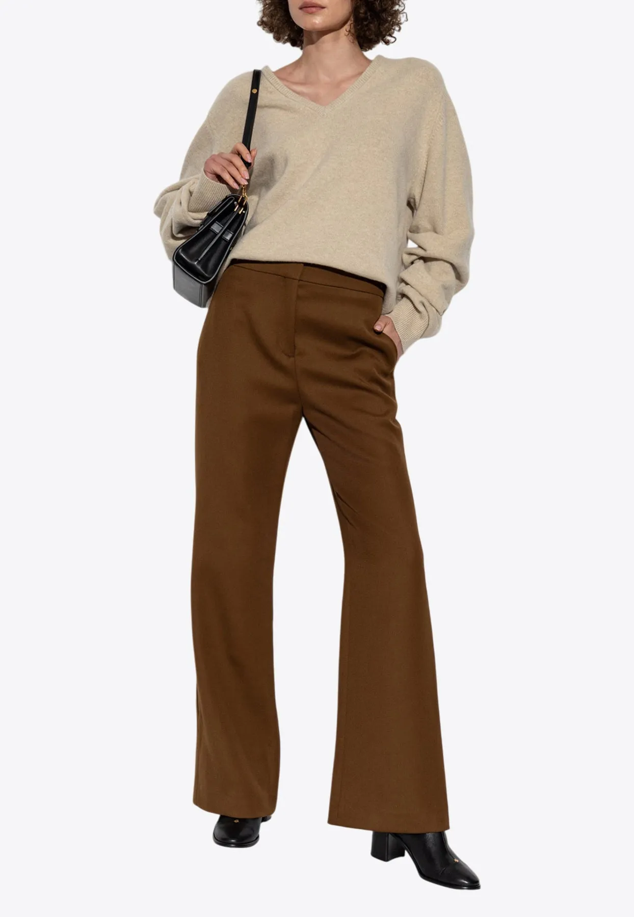 Wide-Leg Wool Tailored Pants