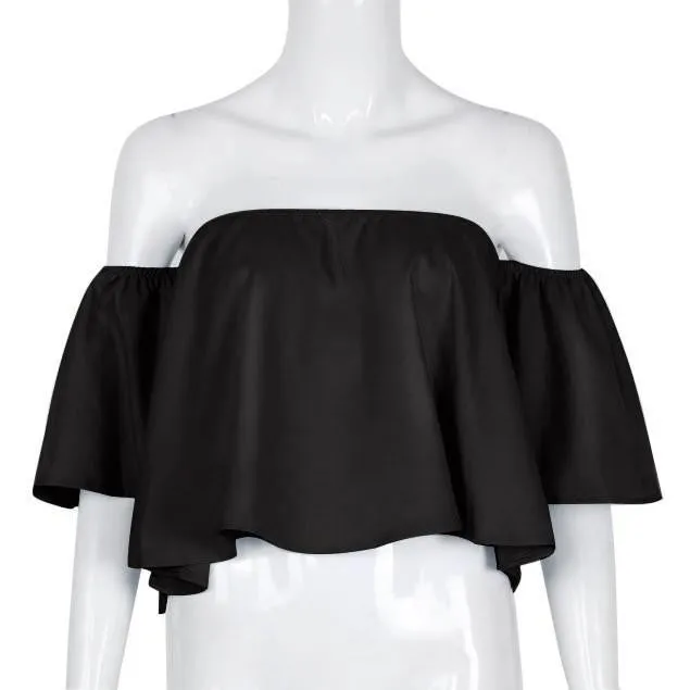 Women Blouses Casual Women Tops Flare Sleeve Strapless Off Shoulder Tops Women Shirts