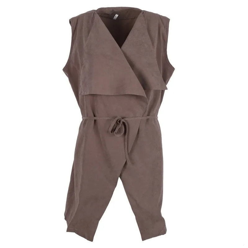 Women Coat Sleeveless Waterfall Cape Long Cardigan Shawls Jacket Coat Windbreak