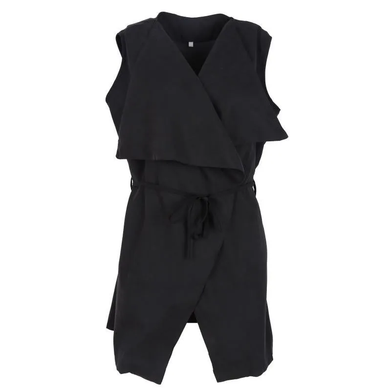 Women Coat Sleeveless Waterfall Cape Long Cardigan Shawls Jacket Coat Windbreak