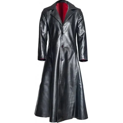 Women Lapel Gothic Punk Black Long Coat Winter Leather Long Jacket Goth Vampire Coat Dark Knight Cool Cape Coat