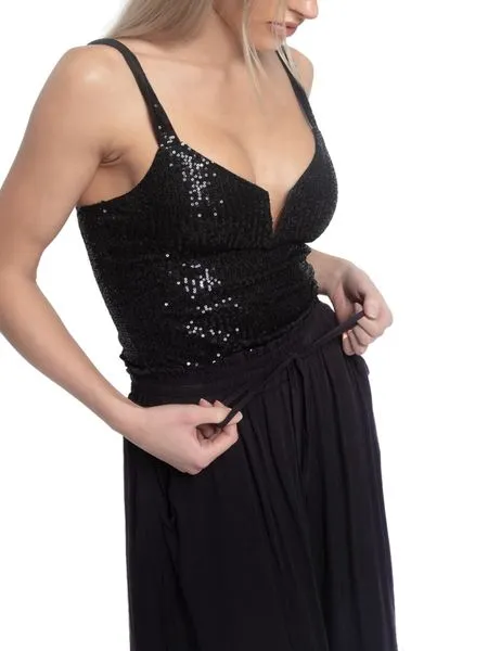 Women's Casual Wide Leg Black Trousers Pants