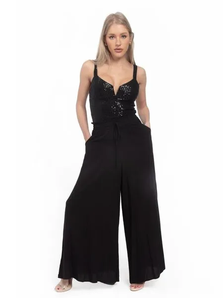 Women's Casual Wide Leg Black Trousers Pants
