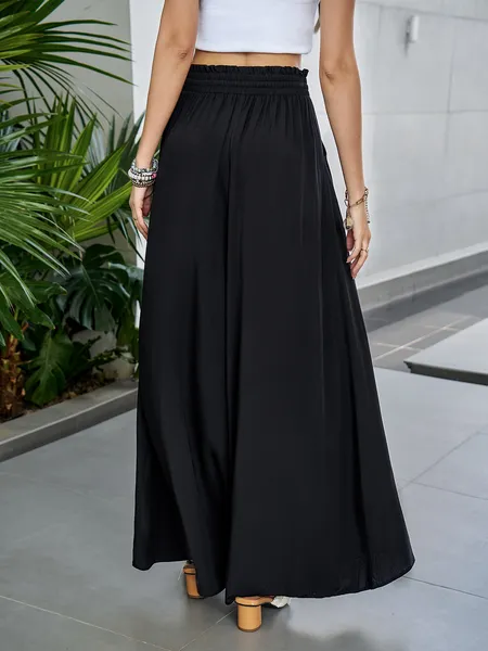 Women's Casual Wide Leg Black Trousers Pants