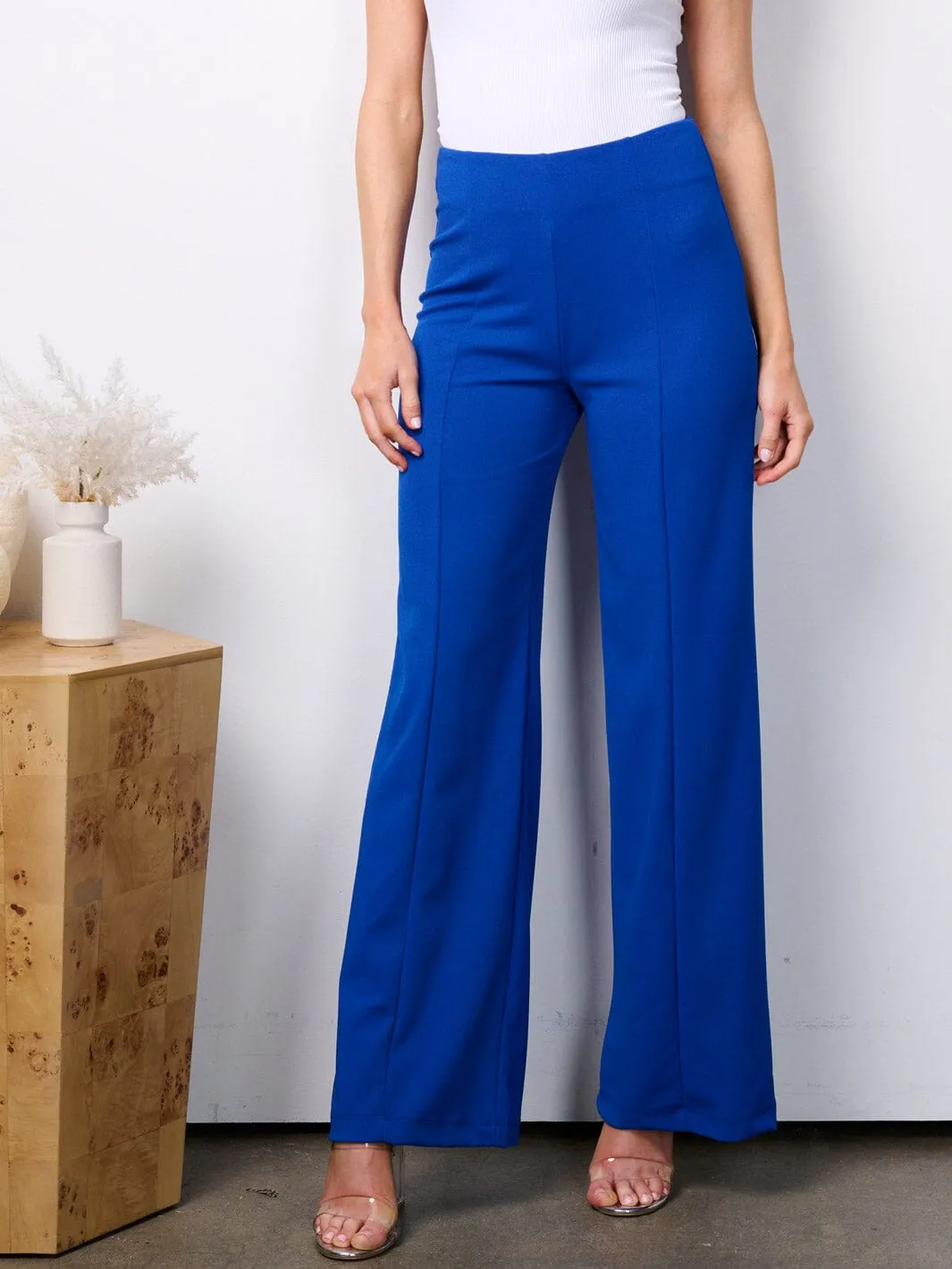 WOMEN'S ELASTIC HIGH WAIST STRAIGHT LEG PANTS