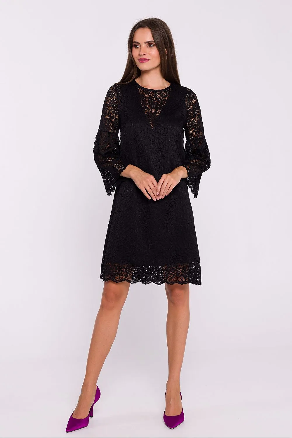 Women’s Evening Dress Lace Elegant Bell Sleeves Cocktail Shift Dress