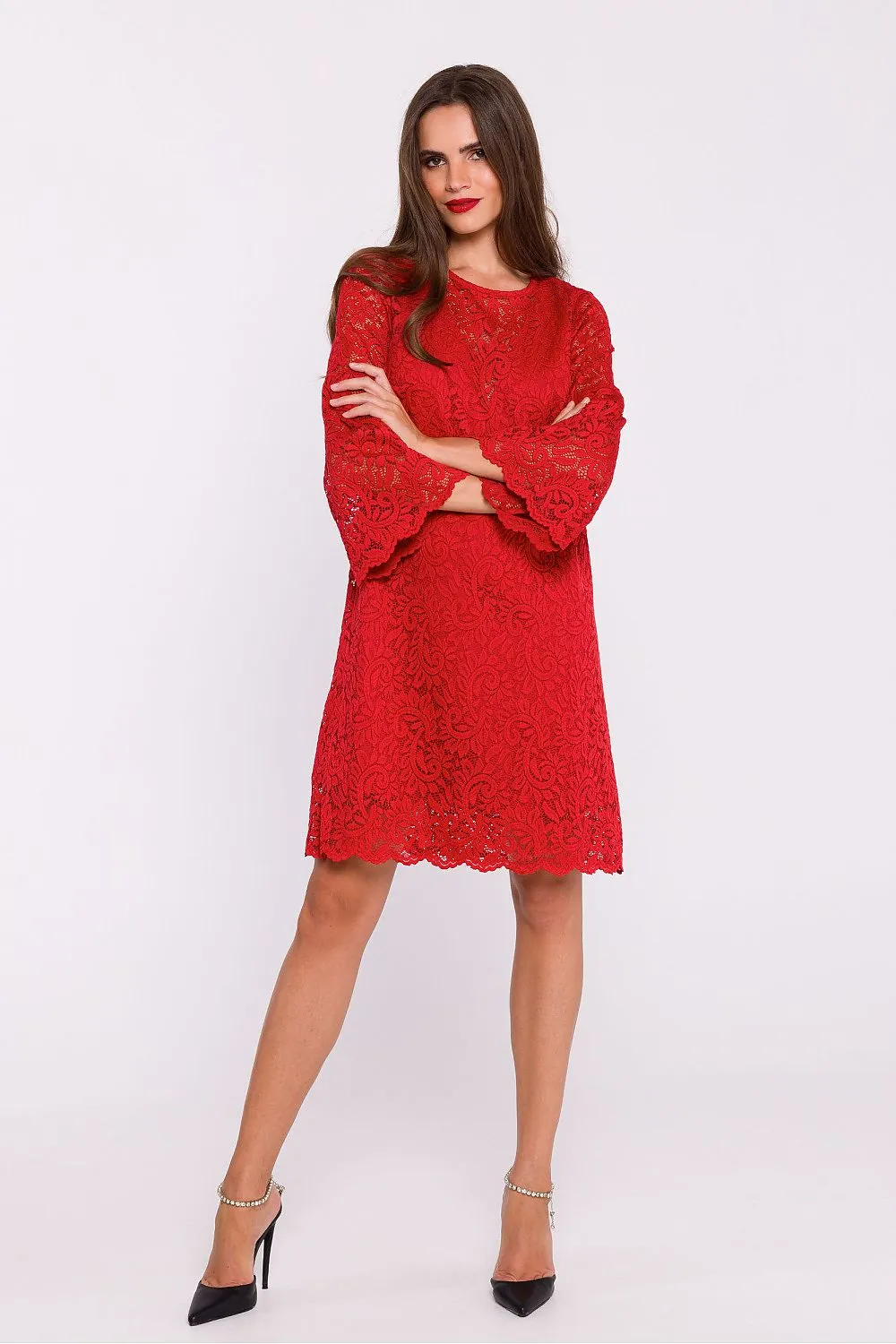 Women’s Evening Dress Lace Elegant Bell Sleeves Cocktail Shift Dress