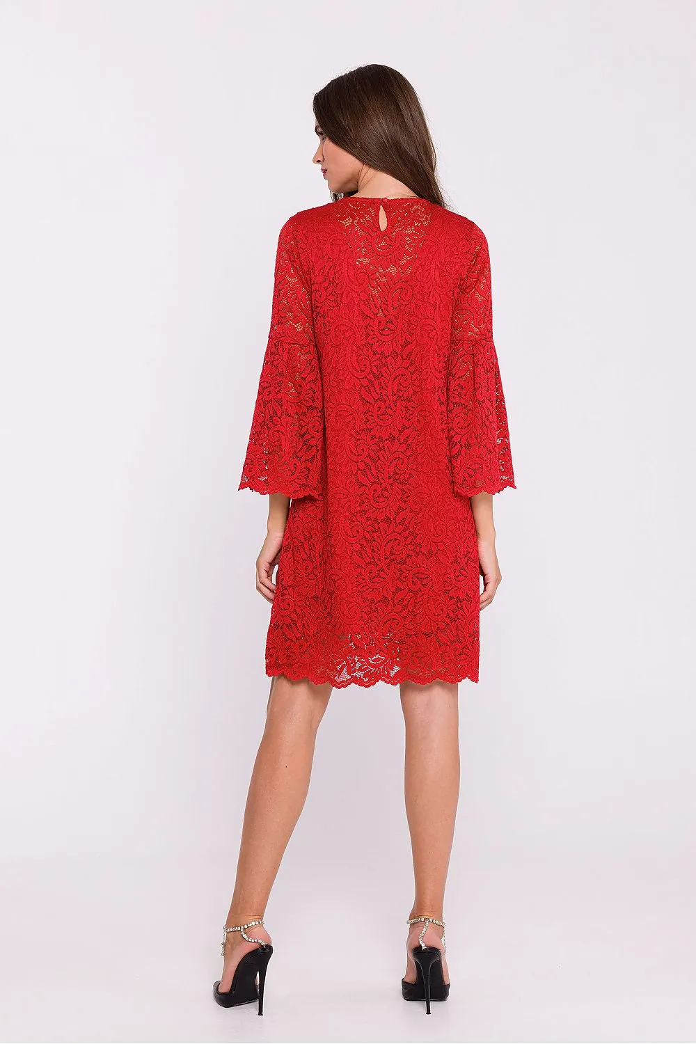 Women’s Evening Dress Lace Elegant Bell Sleeves Cocktail Shift Dress