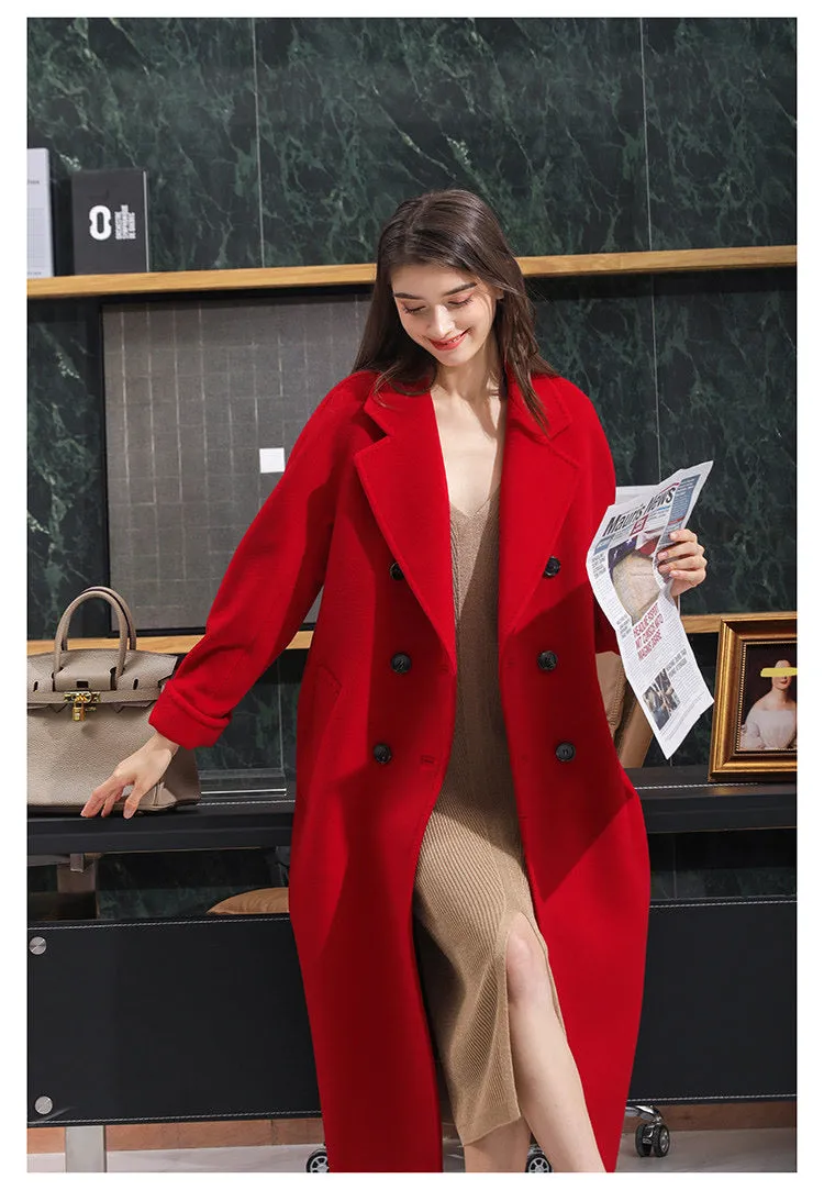 Women's High Quality Winter woolen coat long cashmere wool coat