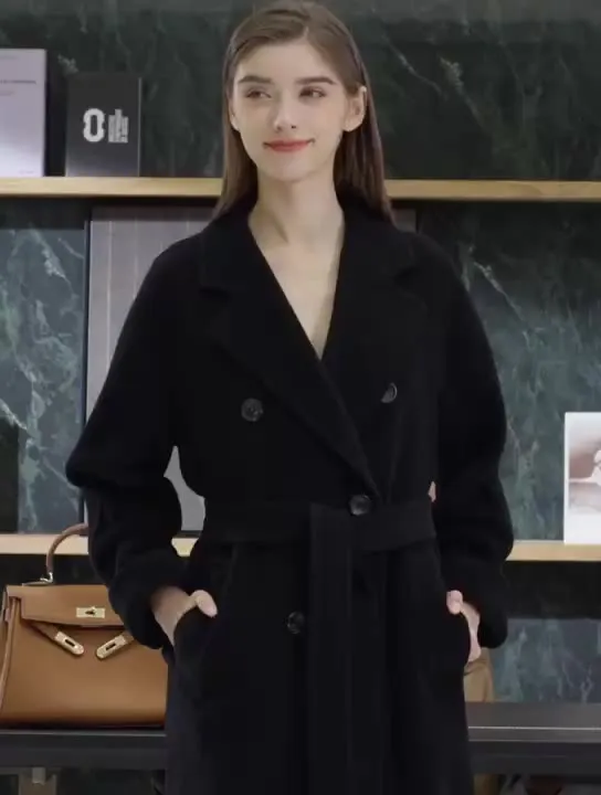 Women's High Quality Winter woolen coat long cashmere wool coat