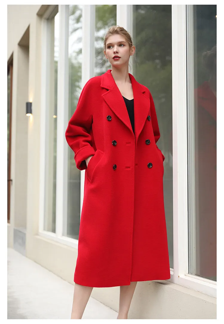 Women's High Quality Winter woolen coat long cashmere wool coat