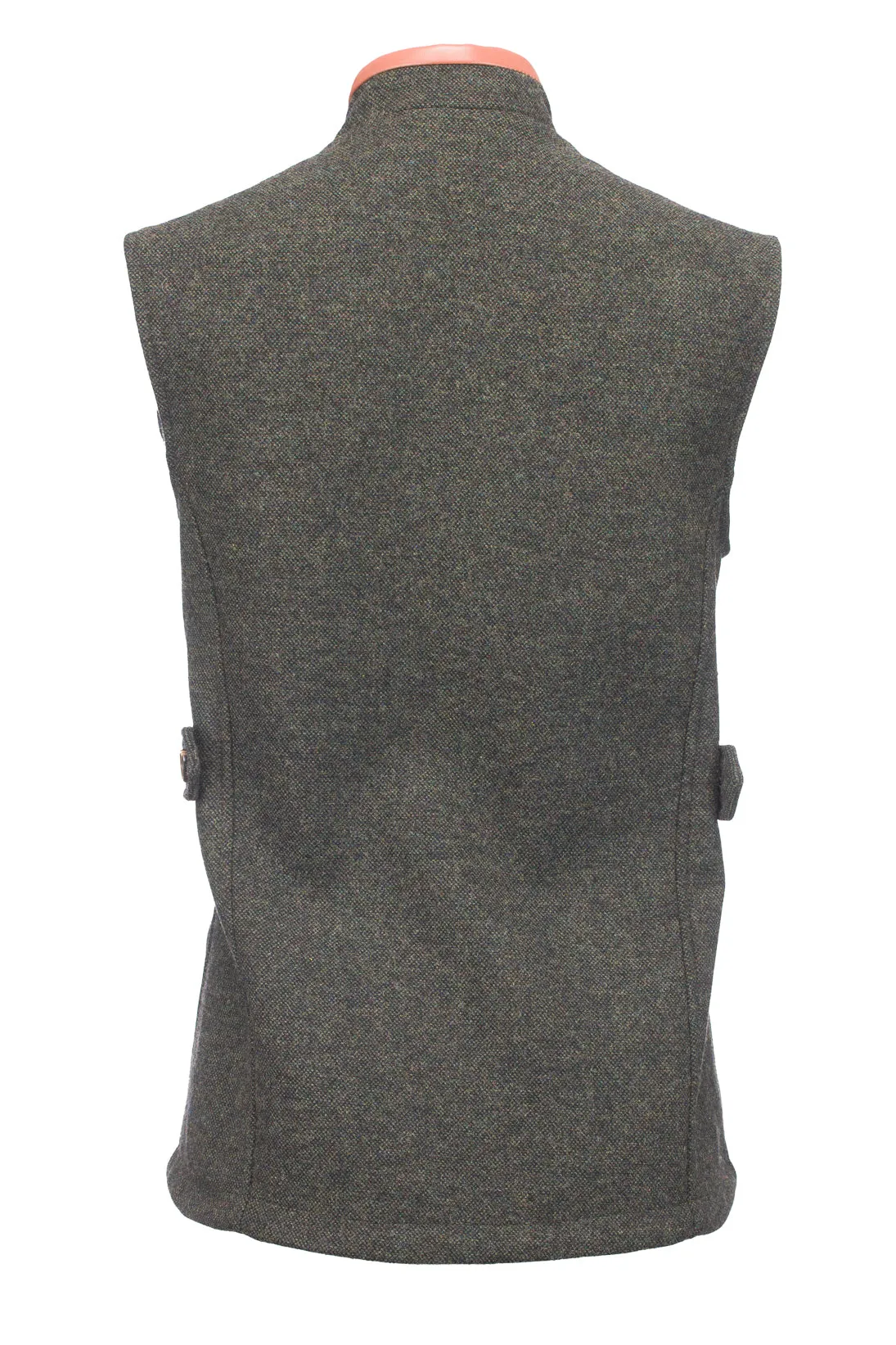 Women's Light Green Gilet with Leather Trim