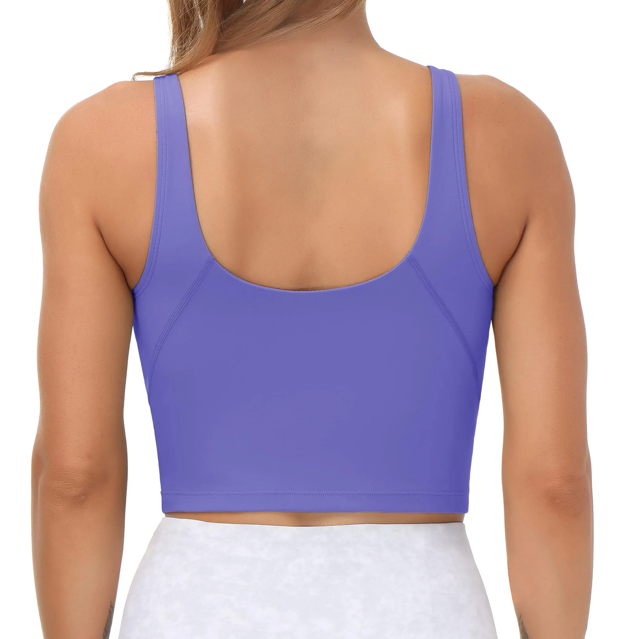 Women’s Longline Sports Bra Wirefree Padded Medium Support Yoga Bras Gym Running Workout Tank Tops(Bright Purple)