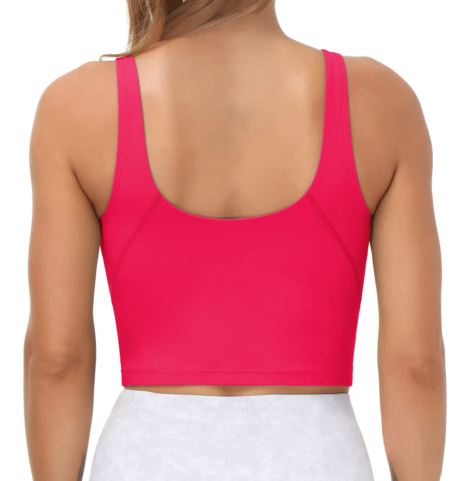 Women’s Longline Sports Bra Wirefree Padded Medium Support Yoga Bras Gym Running Workout Tank Tops(Magenta)