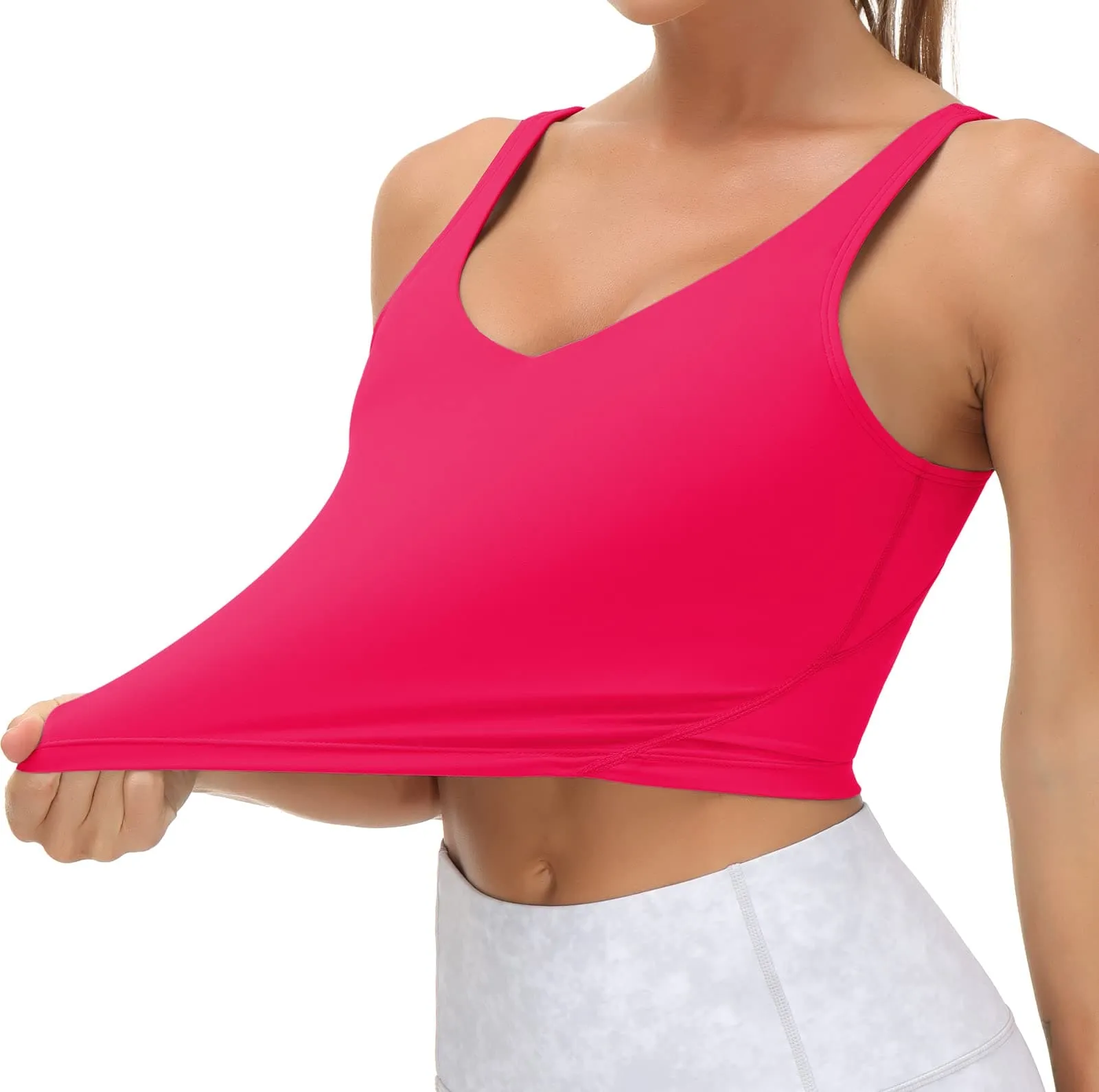 Women’s Longline Sports Bra Wirefree Padded Medium Support Yoga Bras Gym Running Workout Tank Tops(Magenta)