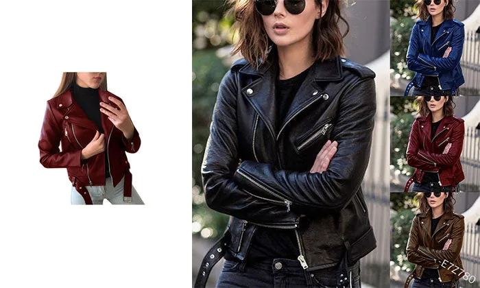 Women's slim leather jacket