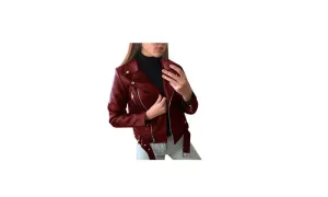 Women's slim leather jacket