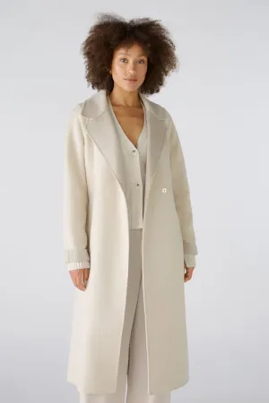 Wool blend coat with cashmere in light stone and taupe