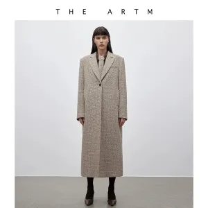Wool Blended Peaked Lapel Coat