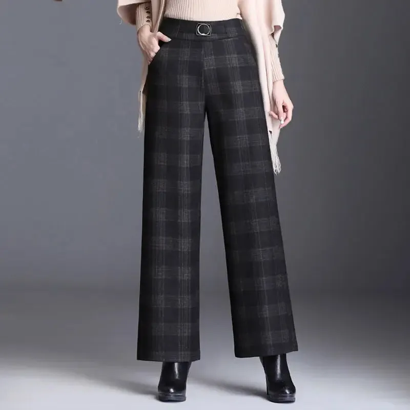 Woolen Wide Leg Pants For Women Autumn Winter