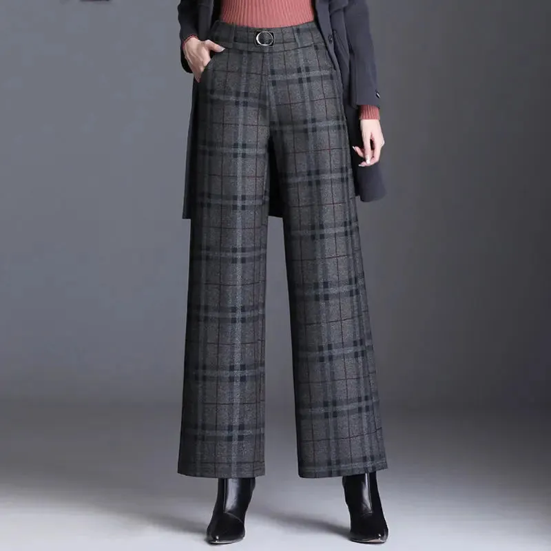 Woolen Wide Leg Pants For Women Autumn Winter