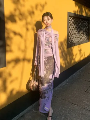 Y2K Fairy Floral Top & Maxi Skirt Two Piece Set