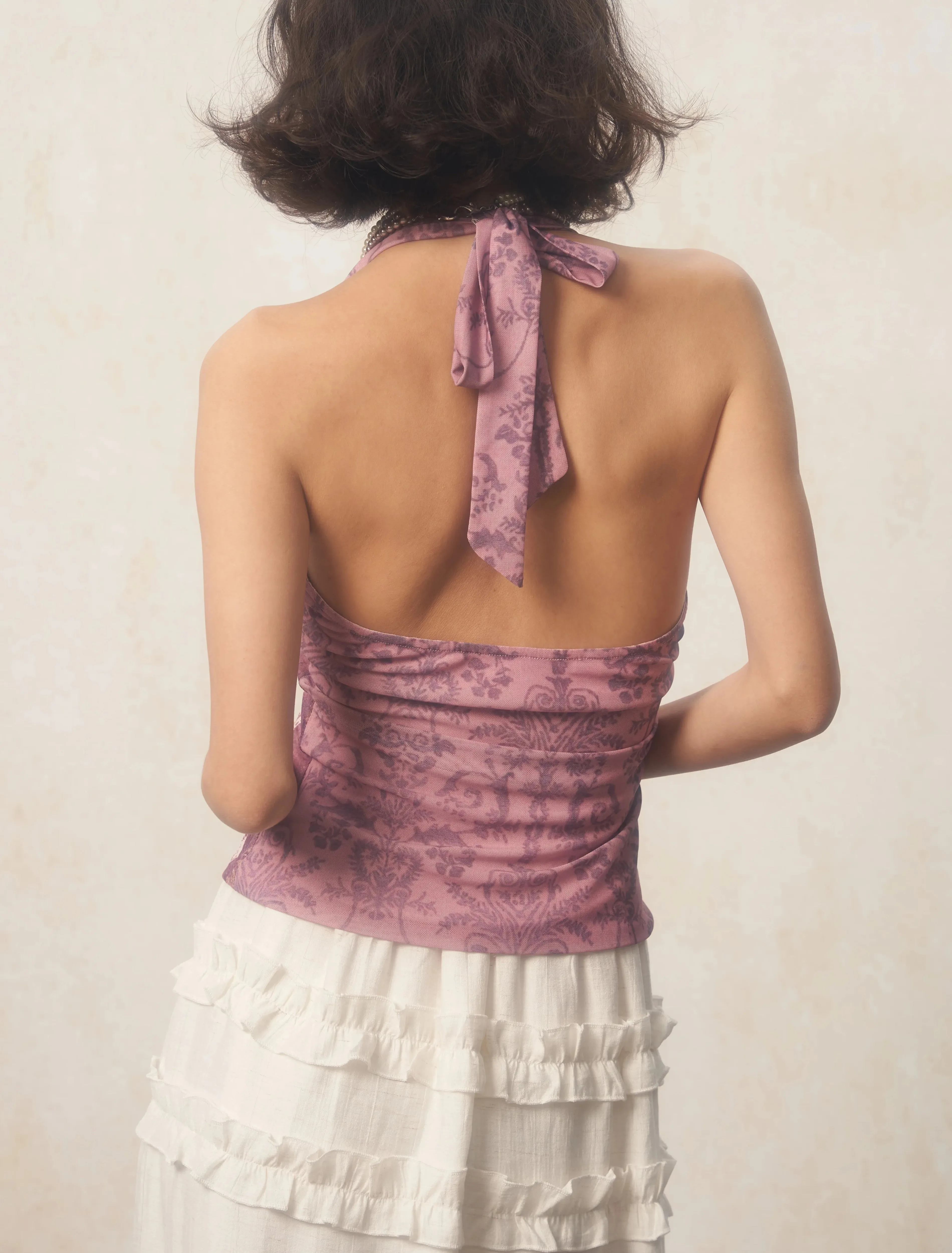 Y2K Floral Halter Neck Top
