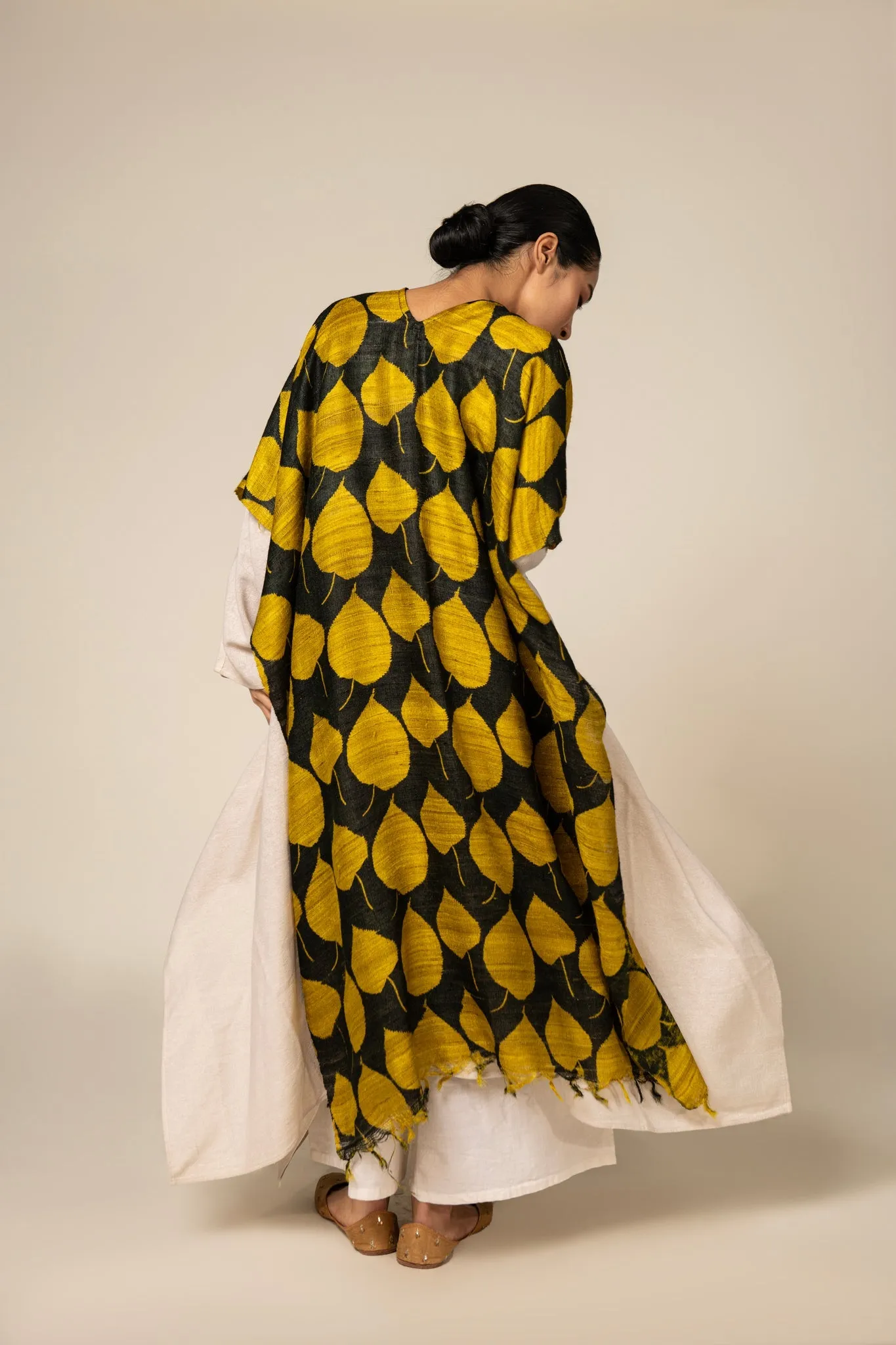 Yellow Leaf Tussar Peace Silk 3 in 1 Cape