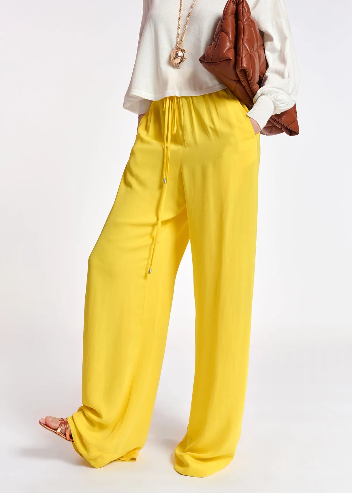 Yellow wide-leg pants