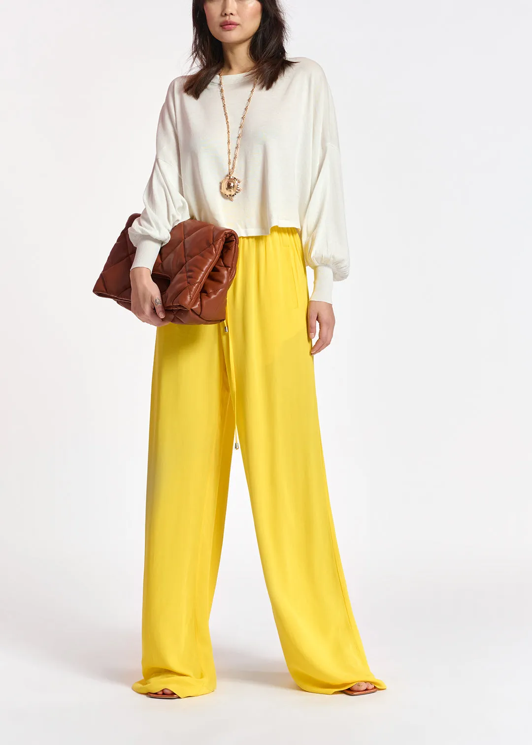 Yellow wide-leg pants