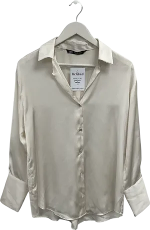 ZARA Cream Satin Shirt UK M