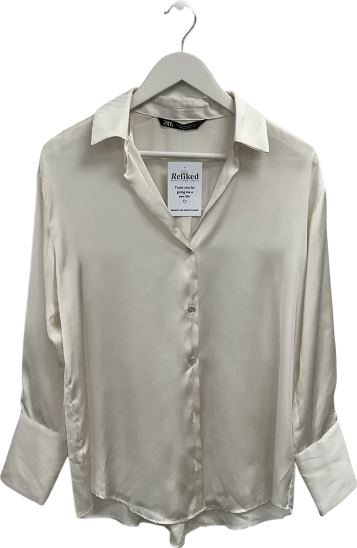 ZARA Cream Satin Shirt UK M