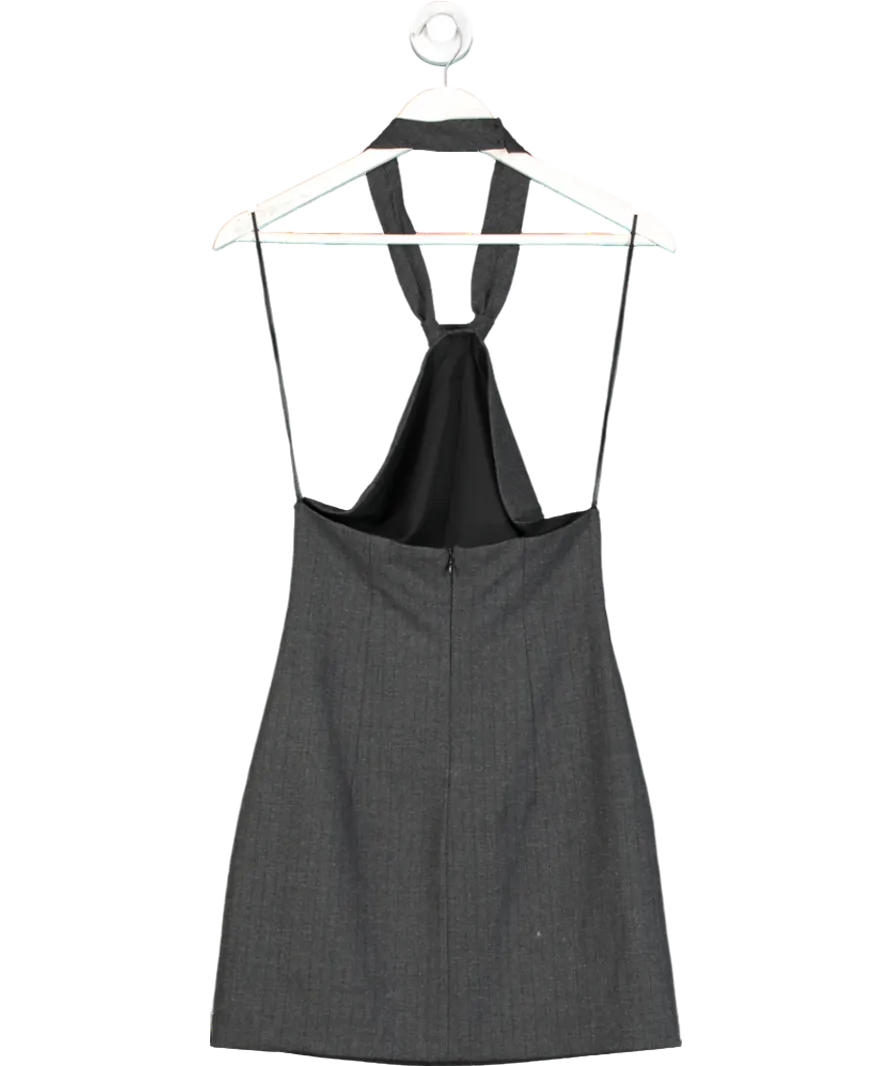 ZARA Grey Tie Up Halter Neck Dress UK S